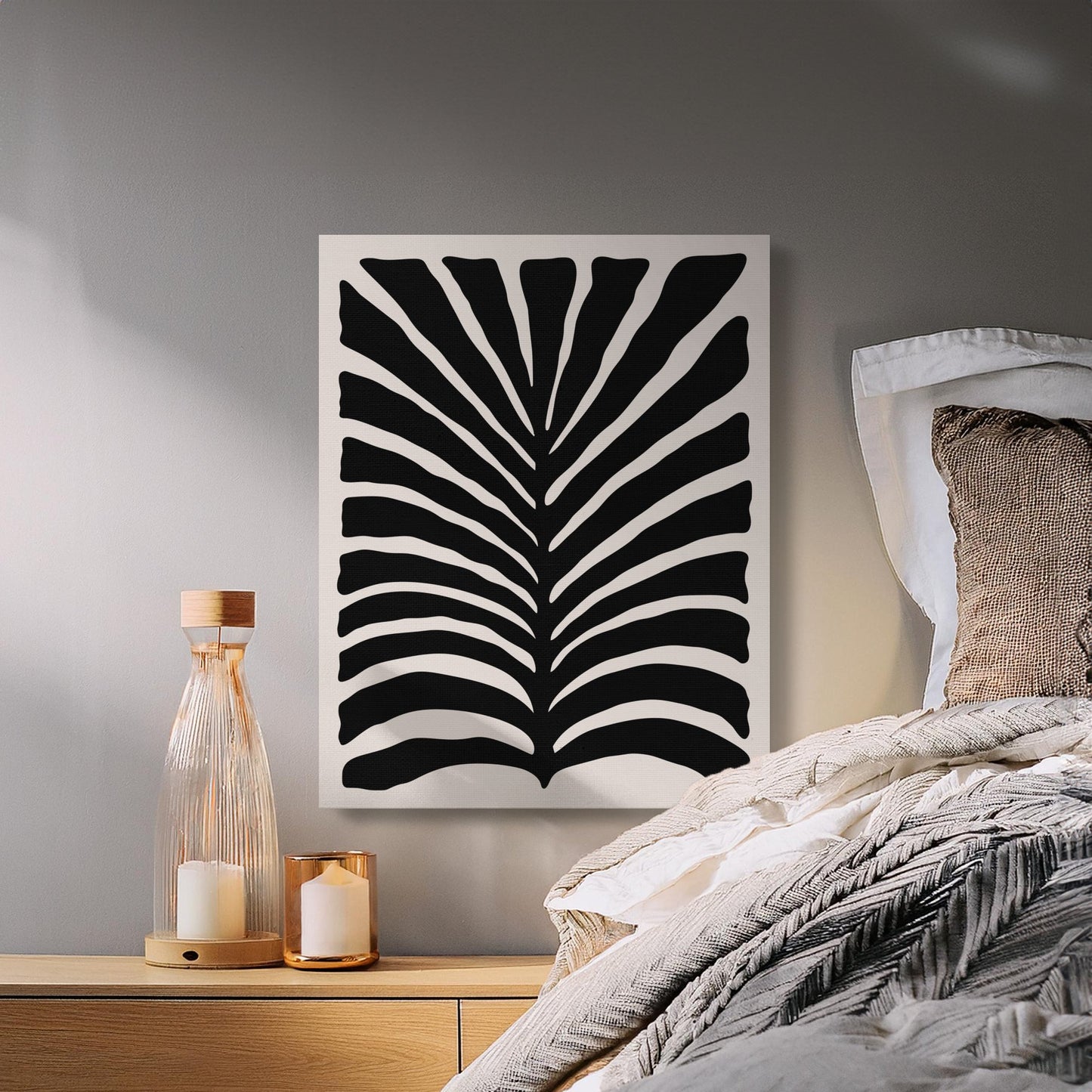 Premium Poster of Bold Black and White Botanical Abstract Canvas Wraps