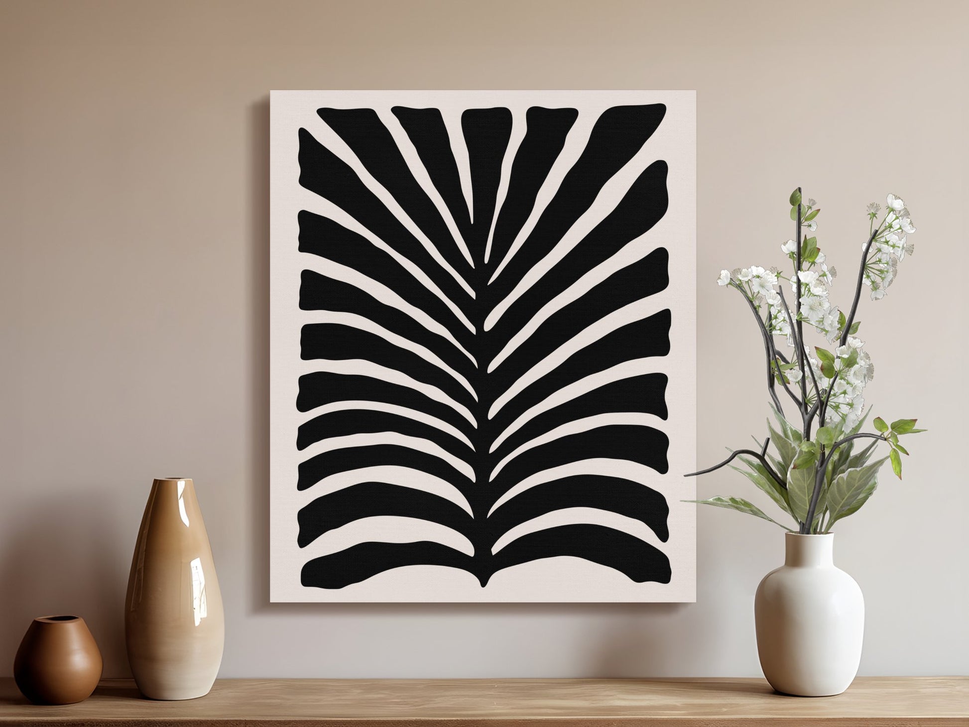 Premium Poster of Bold Black and White Botanical Abstract Canvas Wraps
