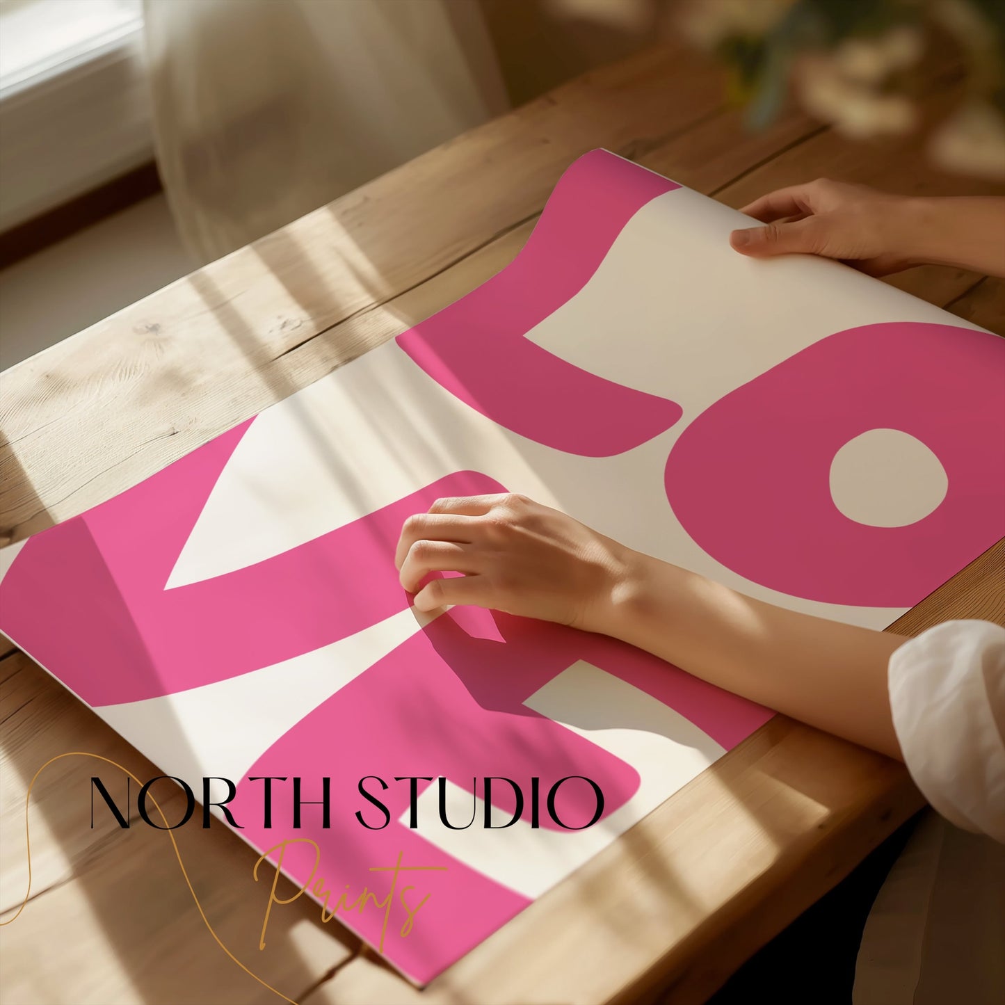Premium Poster of Bold Pink Love Typography Artistic Design Posters