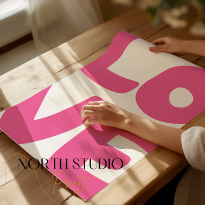 Premium Poster of Bold Pink Love Typography Artistic Design Posters