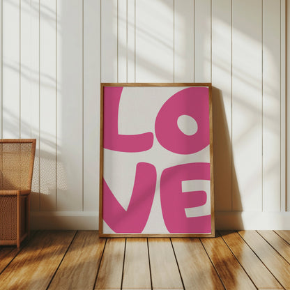 Premium Poster of Bold Pink Love Typography Artistic Design Posters