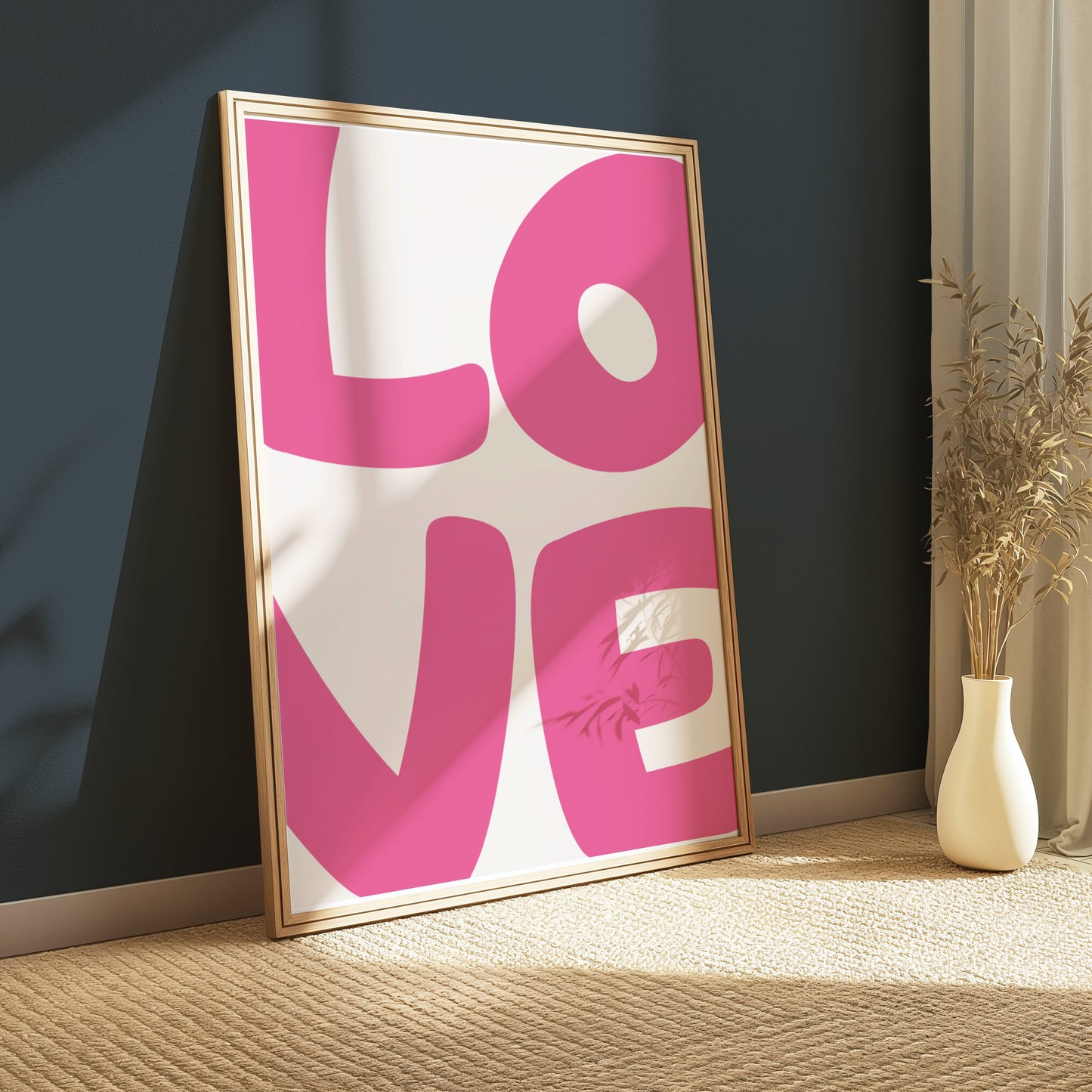 Premium Poster of Bold Pink Love Typography Artistic Design Posters