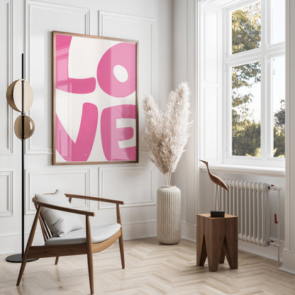 Premium Poster of Bold Pink Love Typography Artistic Design Posters