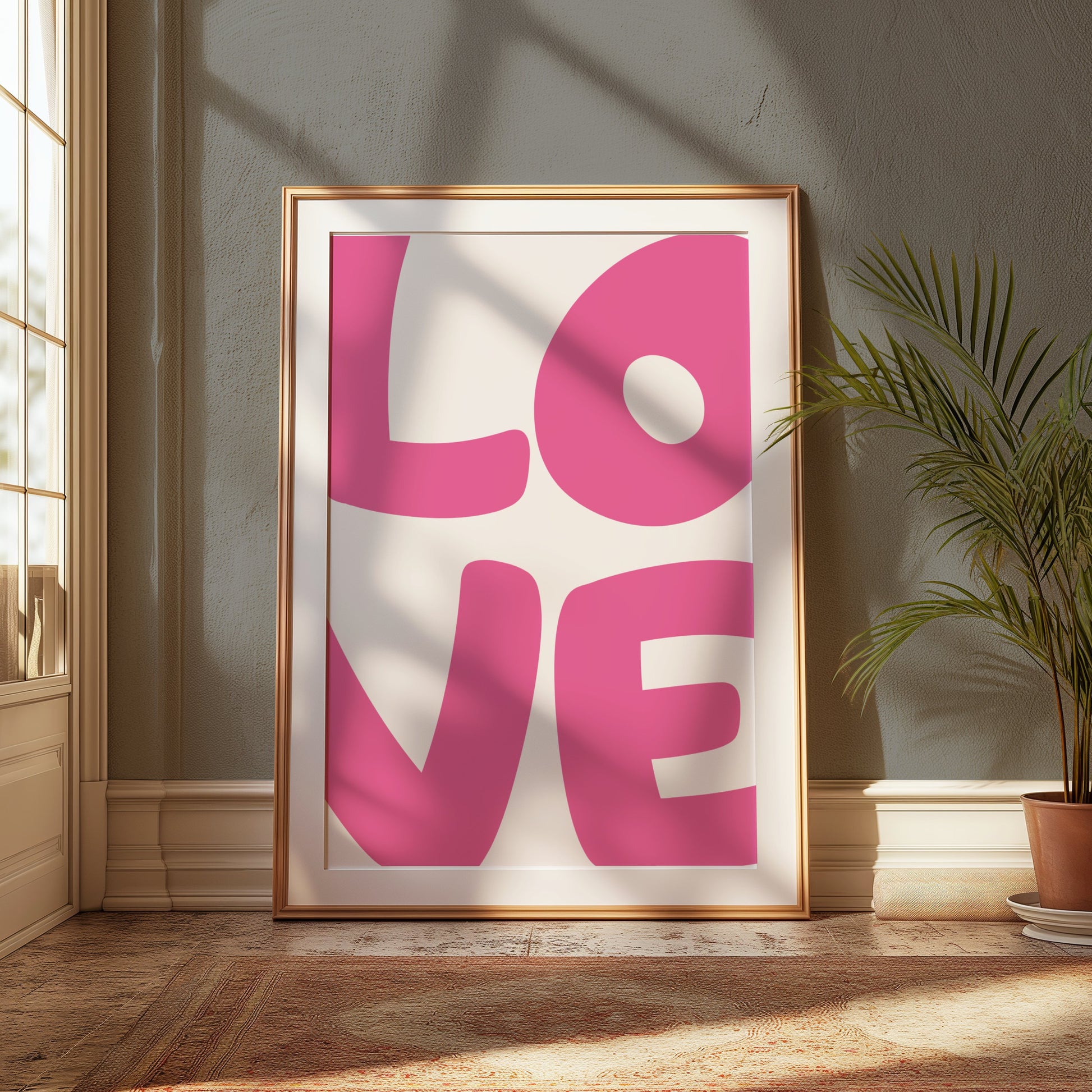 Premium Poster of Bold Pink Love Typography Artistic Design Posters