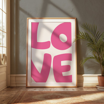 Premium Poster of Bold Pink Love Typography Artistic Design Posters