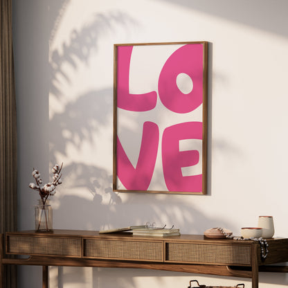 Premium Poster of Bold Pink Love Typography Artistic Design Posters