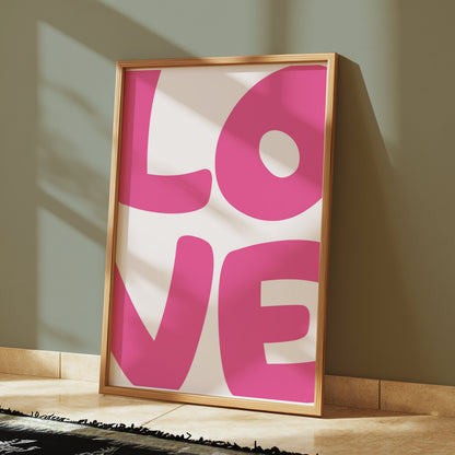 Premium Poster of Bold Pink Love Typography Artistic Design Posters