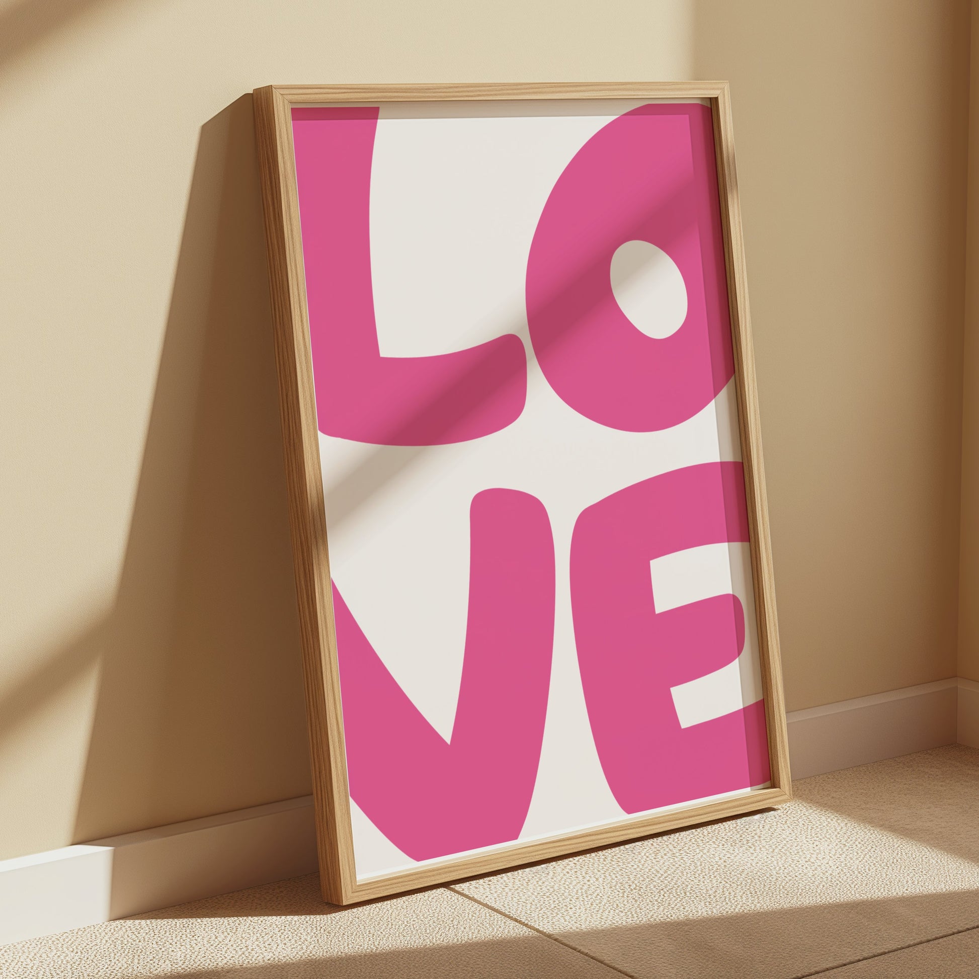 Premium Poster of Bold Pink Love Typography Artistic Design Posters