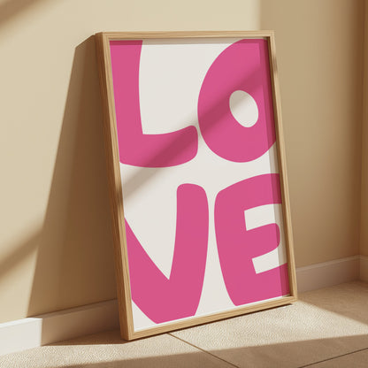 Premium Poster of Bold Pink Love Typography Artistic Design Posters