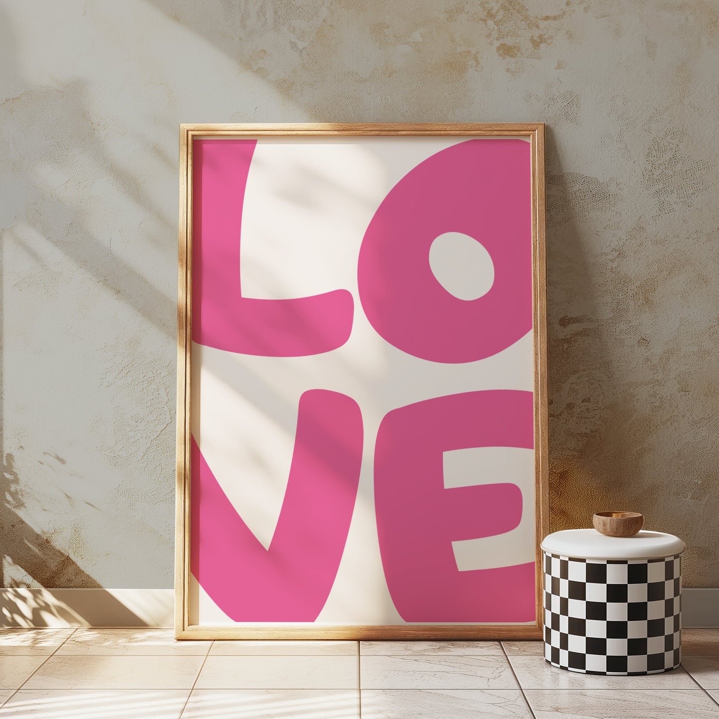 Premium Poster of Bold Pink Love Typography Artistic Design Posters