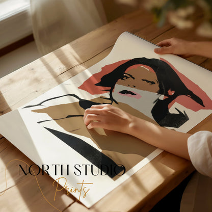 Premium Poster of Bold Portrait Art in Black and Brown Tones Posters