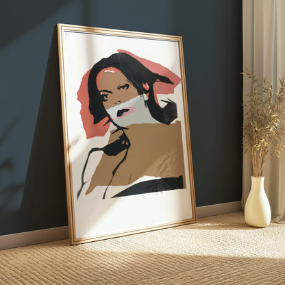 Premium Poster of Bold Portrait Art in Black and Brown Tones Posters