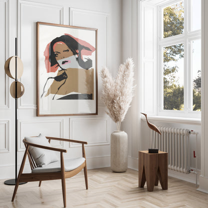 Premium Poster of Bold Portrait Art in Black and Brown Tones Posters