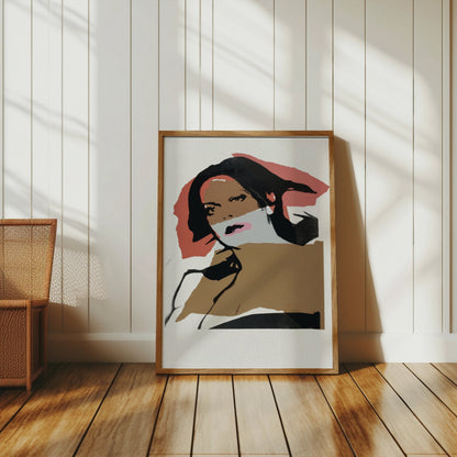 Premium Poster of Bold Portrait Art in Black and Brown Tones Posters