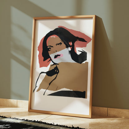 Premium Poster of Bold Portrait Art in Black and Brown Tones Posters