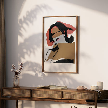 Premium Poster of Bold Portrait Art in Black and Brown Tones Posters