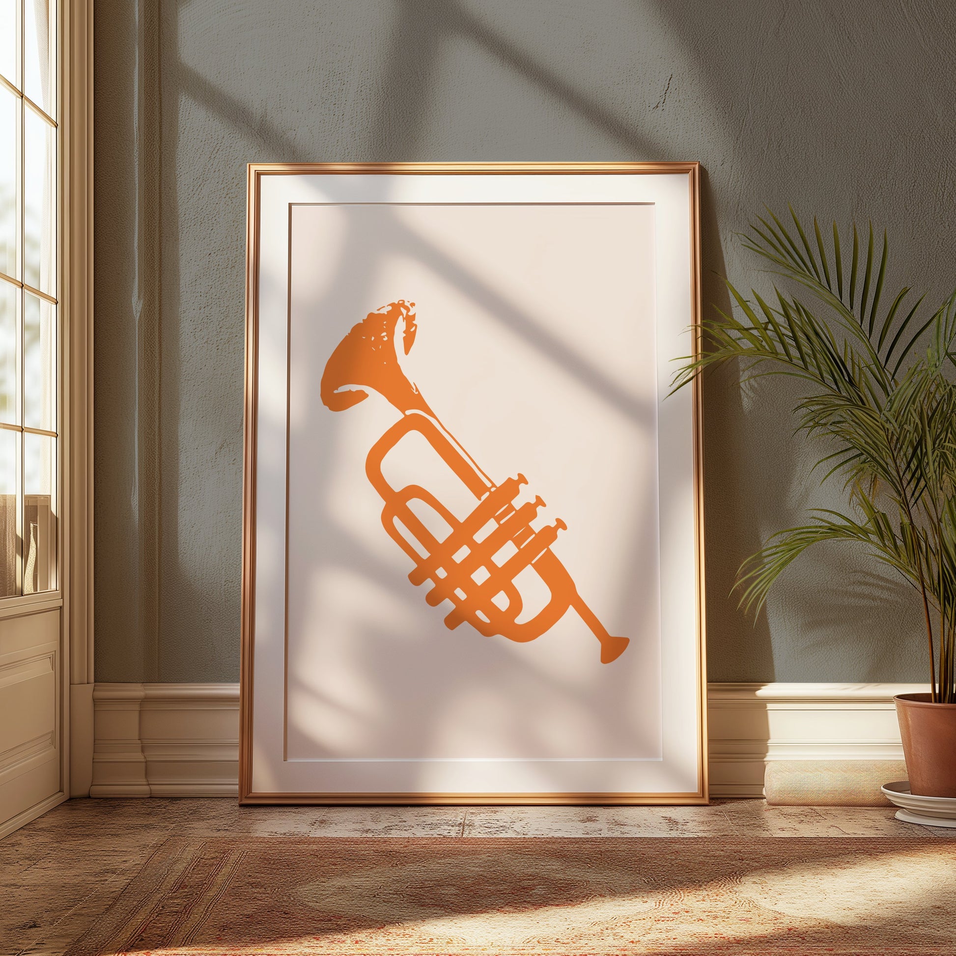 Premium Poster of Bold Trumpet Graphic Art Orange Wall Art Posters