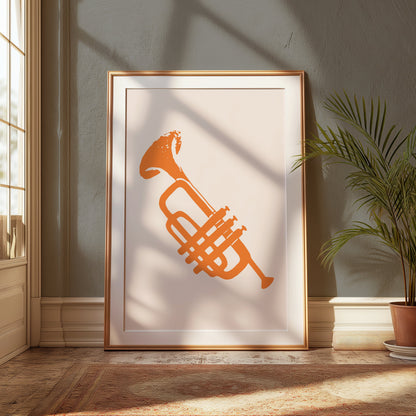 Premium Poster of Bold Trumpet Graphic Art Orange Wall Art Posters