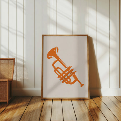 Premium Poster of Bold Trumpet Graphic Art Orange Wall Art Posters