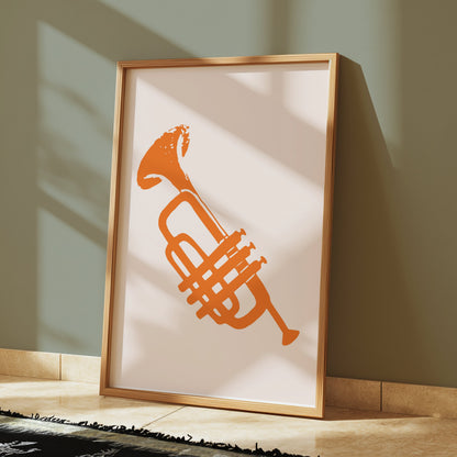 Premium Poster of Bold Trumpet Graphic Art Orange Wall Art Posters