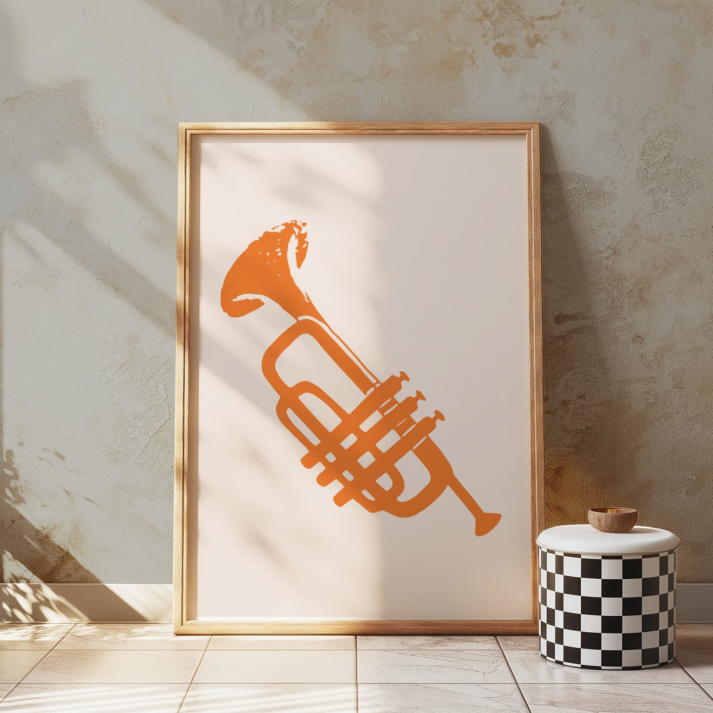 Premium Poster of Bold Trumpet Graphic Art Orange Wall Art Posters