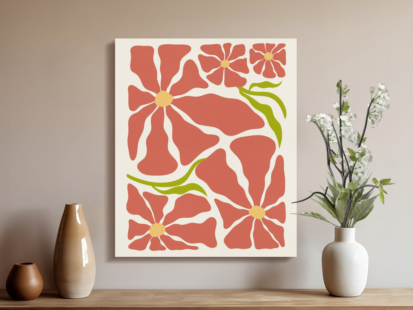 Premium Poster of Bold and Vibrant Floral Wall Art Canvas Wraps