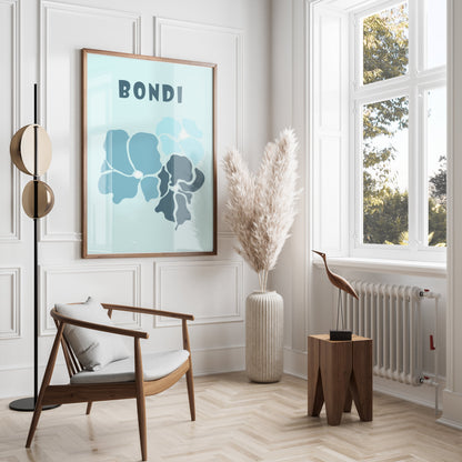 Premium Poster of Bondi Floral Blue Theme Wall Art Print Posters