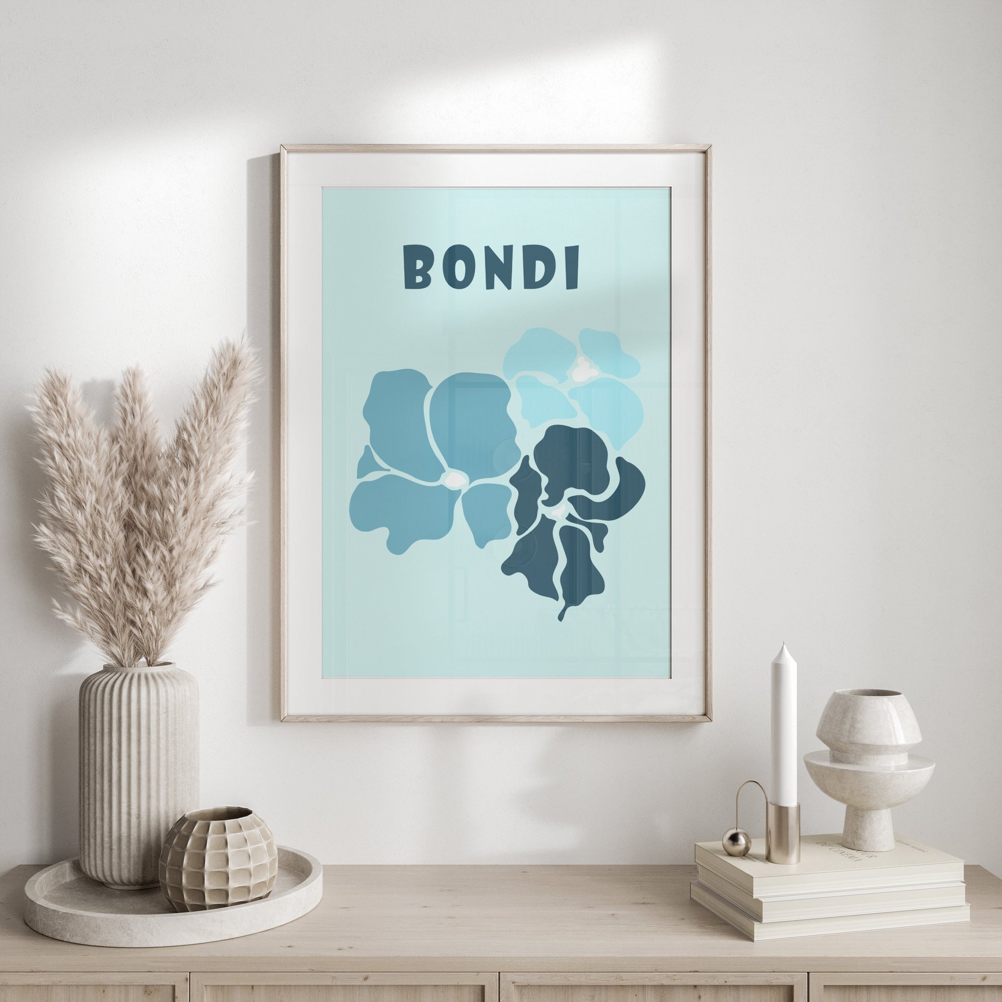 Premium Poster of Bondi Floral Blue Theme Wall Art Print Posters