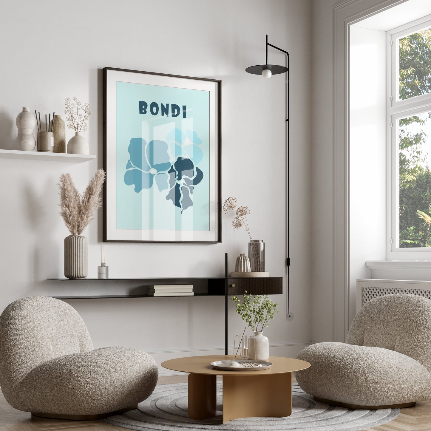 Premium Poster of Bondi Floral Blue Theme Wall Art Print Posters