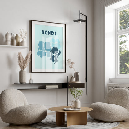 Premium Poster of Bondi Floral Blue Theme Wall Art Print Posters