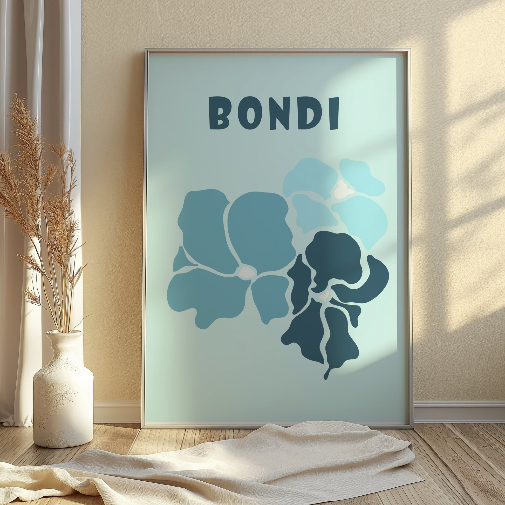 Premium Poster of Bondi Floral Blue Theme Wall Art Print Posters