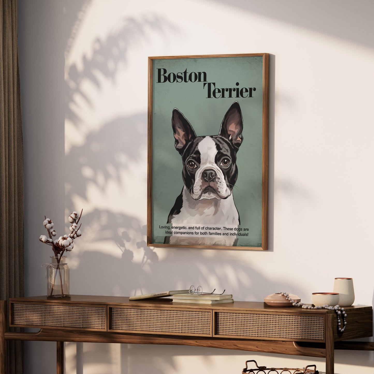 Premium Poster of Boston Terrier Dog Portrait Art Print Posters