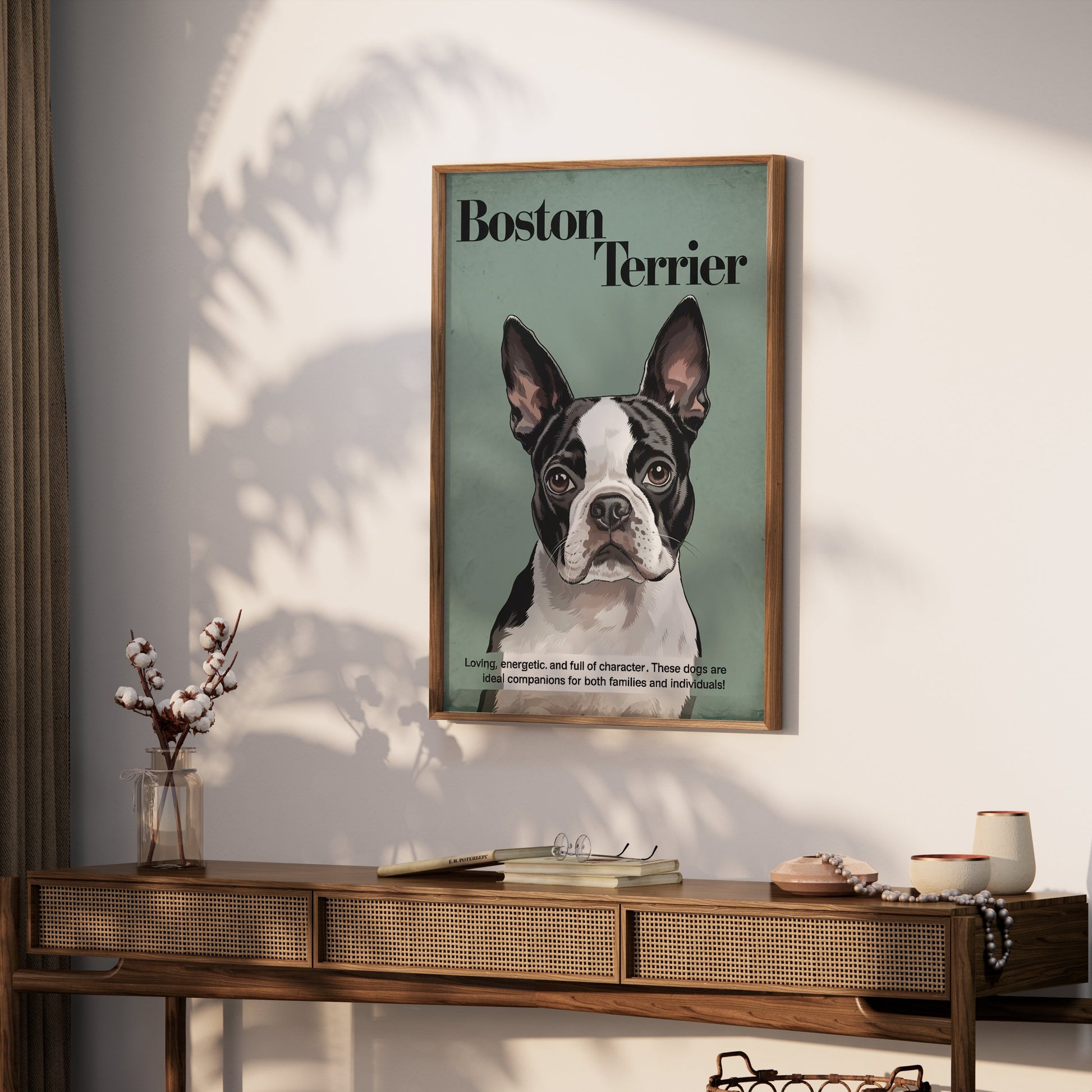 Premium Poster of Boston Terrier Dog Portrait Art Print Posters