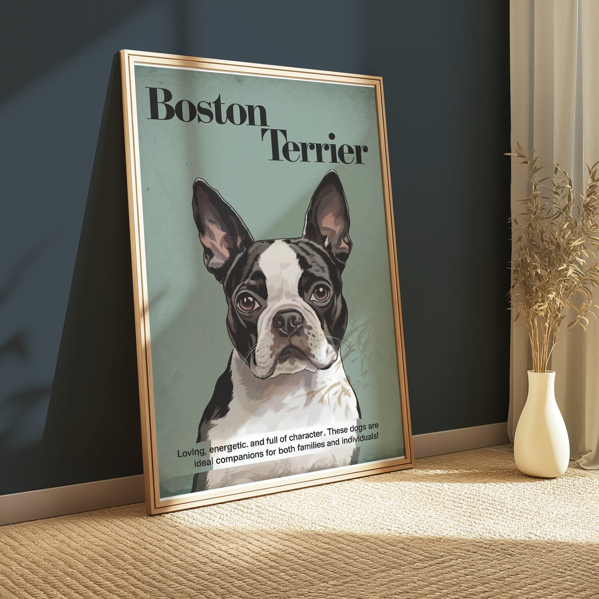 Premium Poster of Boston Terrier Dog Portrait Art Print Posters
