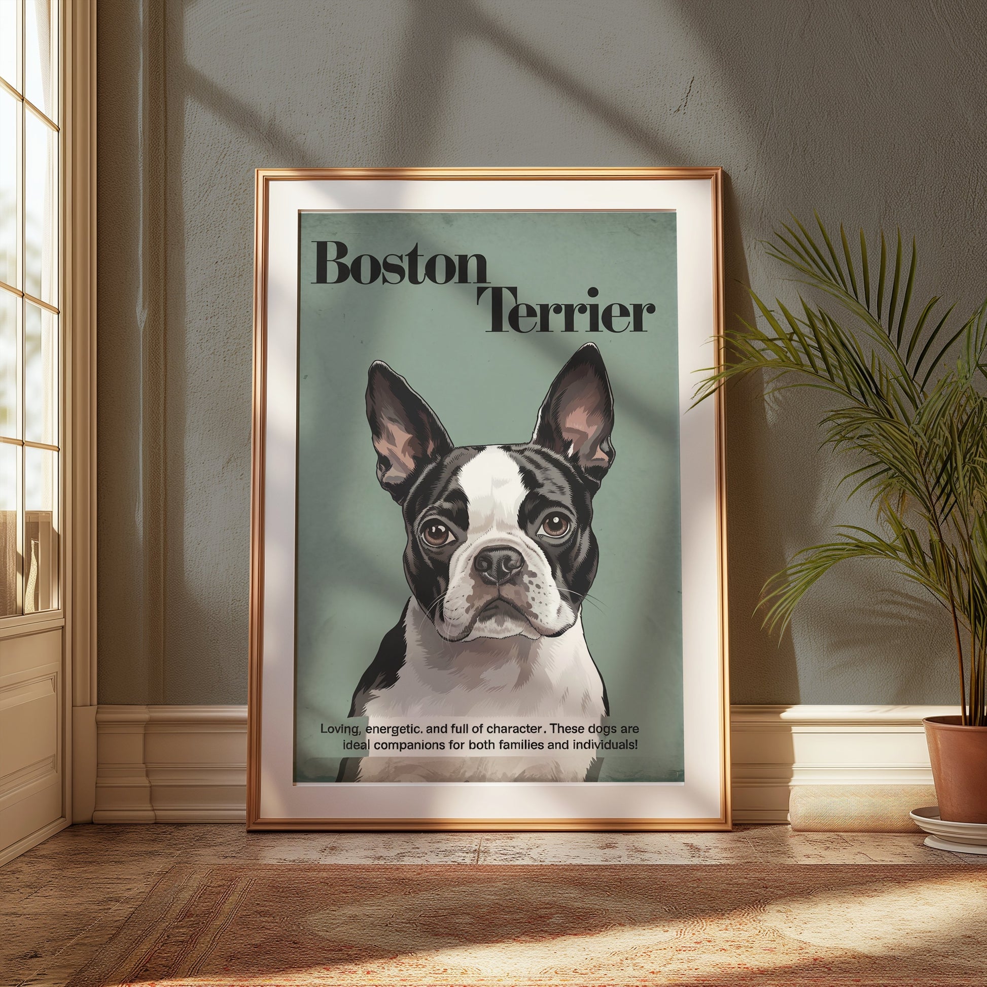 Premium Poster of Boston Terrier Dog Portrait Art Print Posters