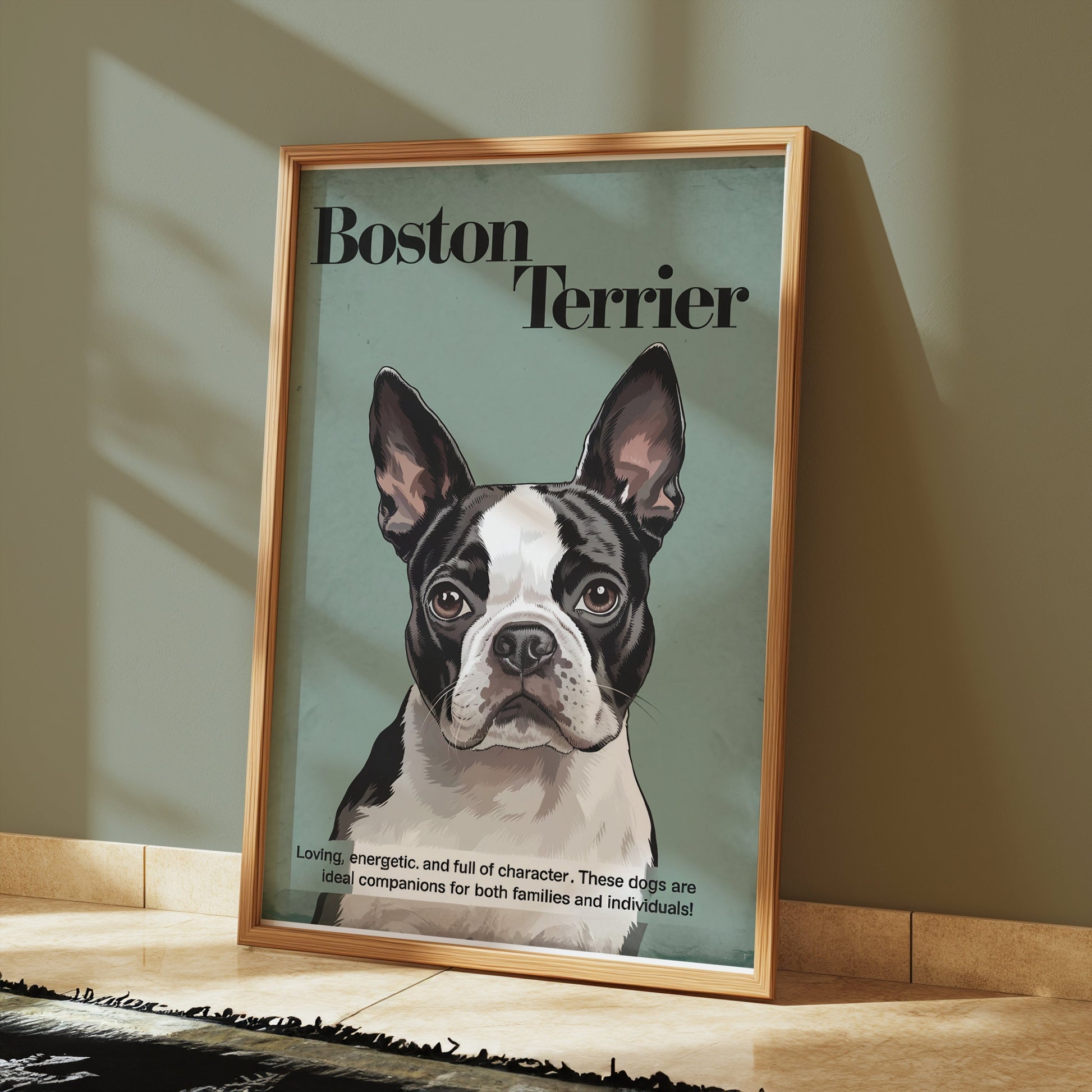 Premium Poster of Boston Terrier Dog Portrait Art Print Posters