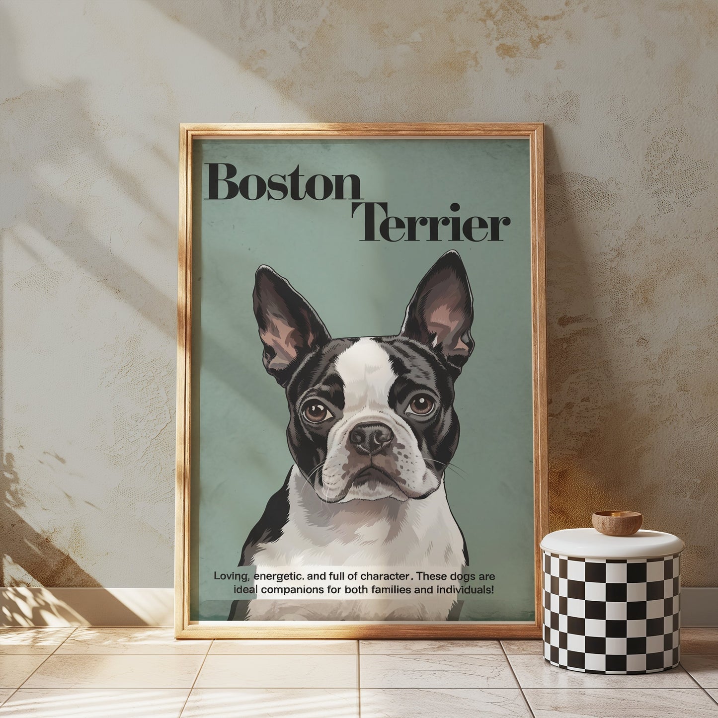 Premium Poster of Boston Terrier Dog Portrait Art Print Posters