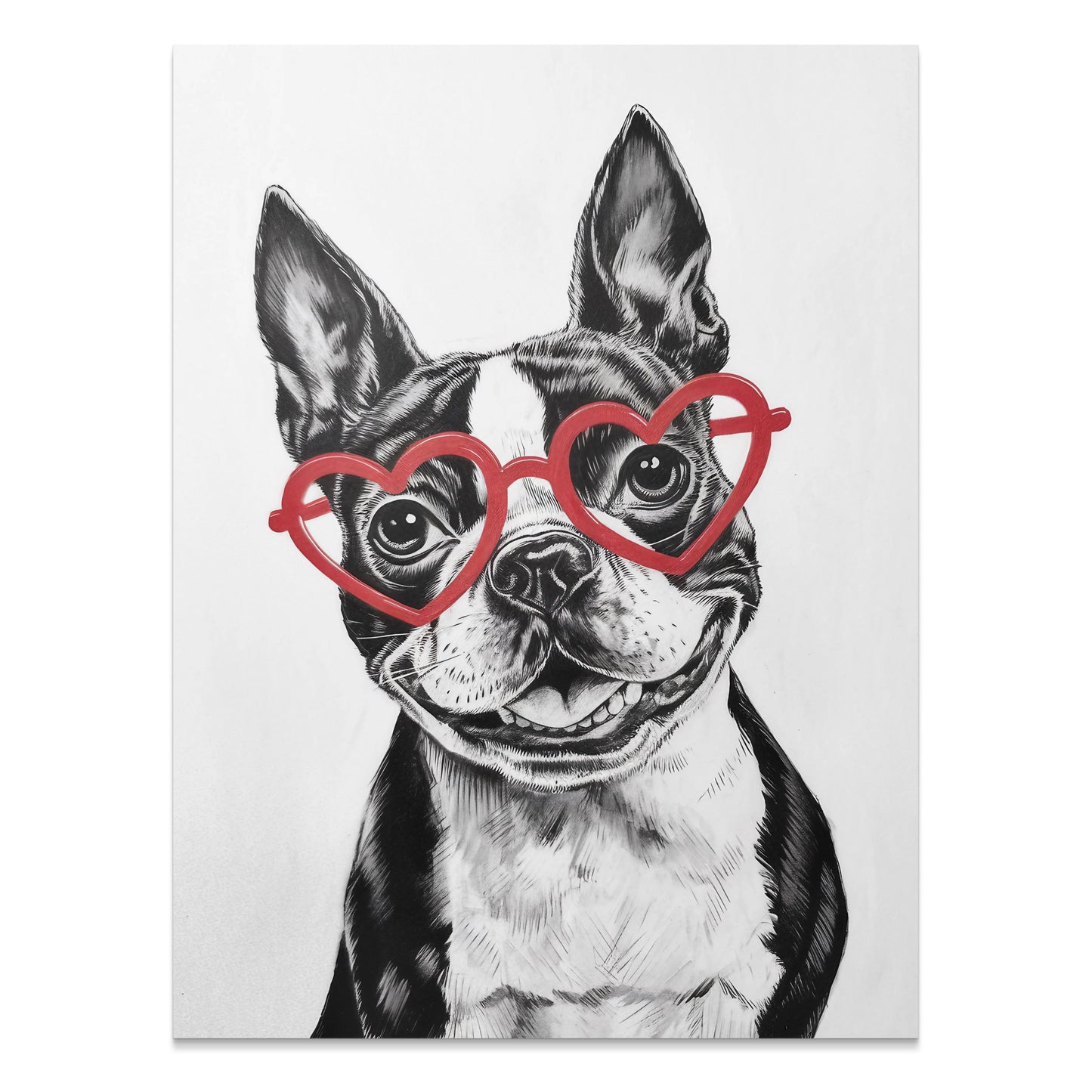 Premium Poster of Boston Terrier with Heart Shaped Glasses Posters