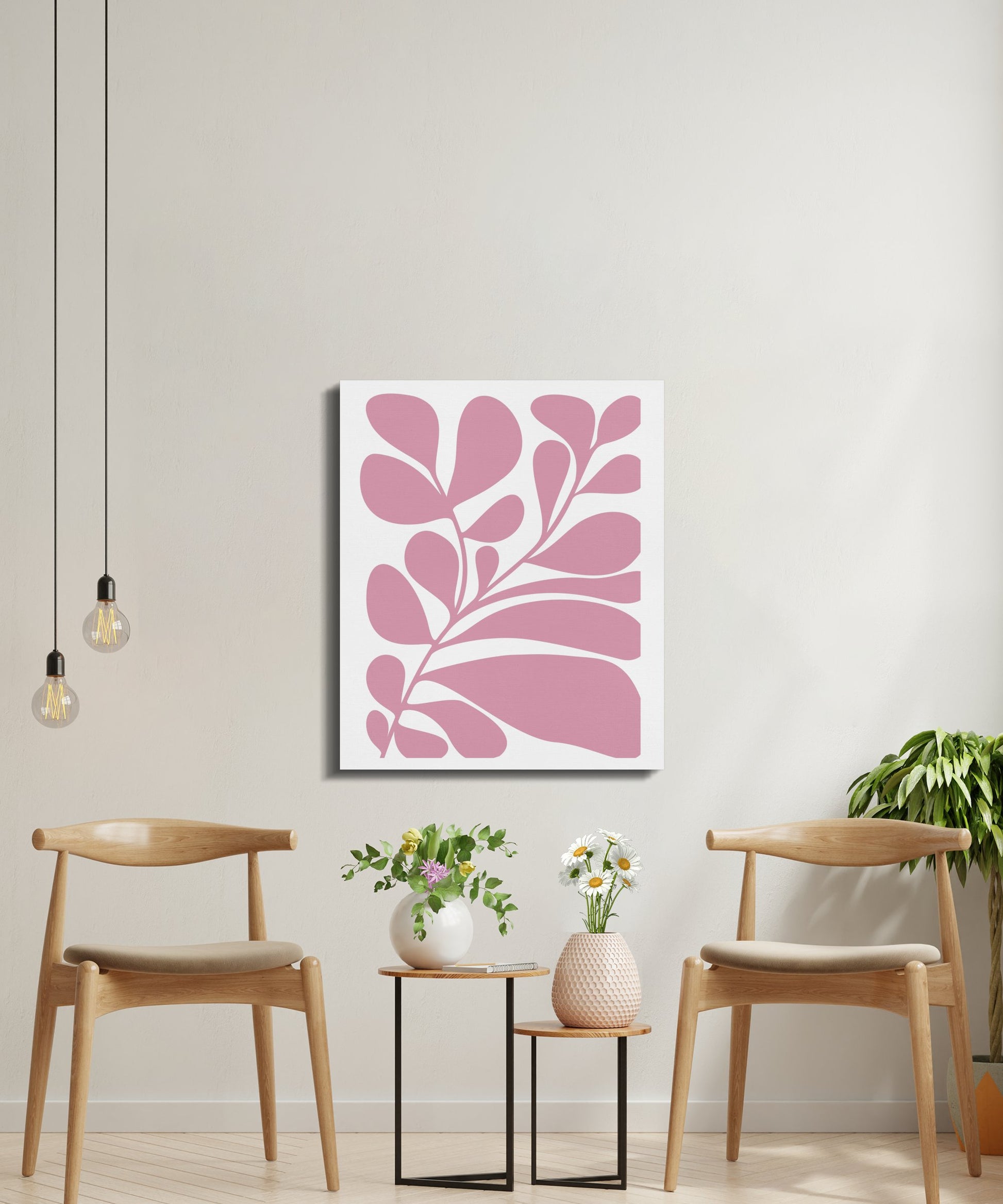 Premium Poster of Botanical Art Pink Floral Design Canvas Wraps