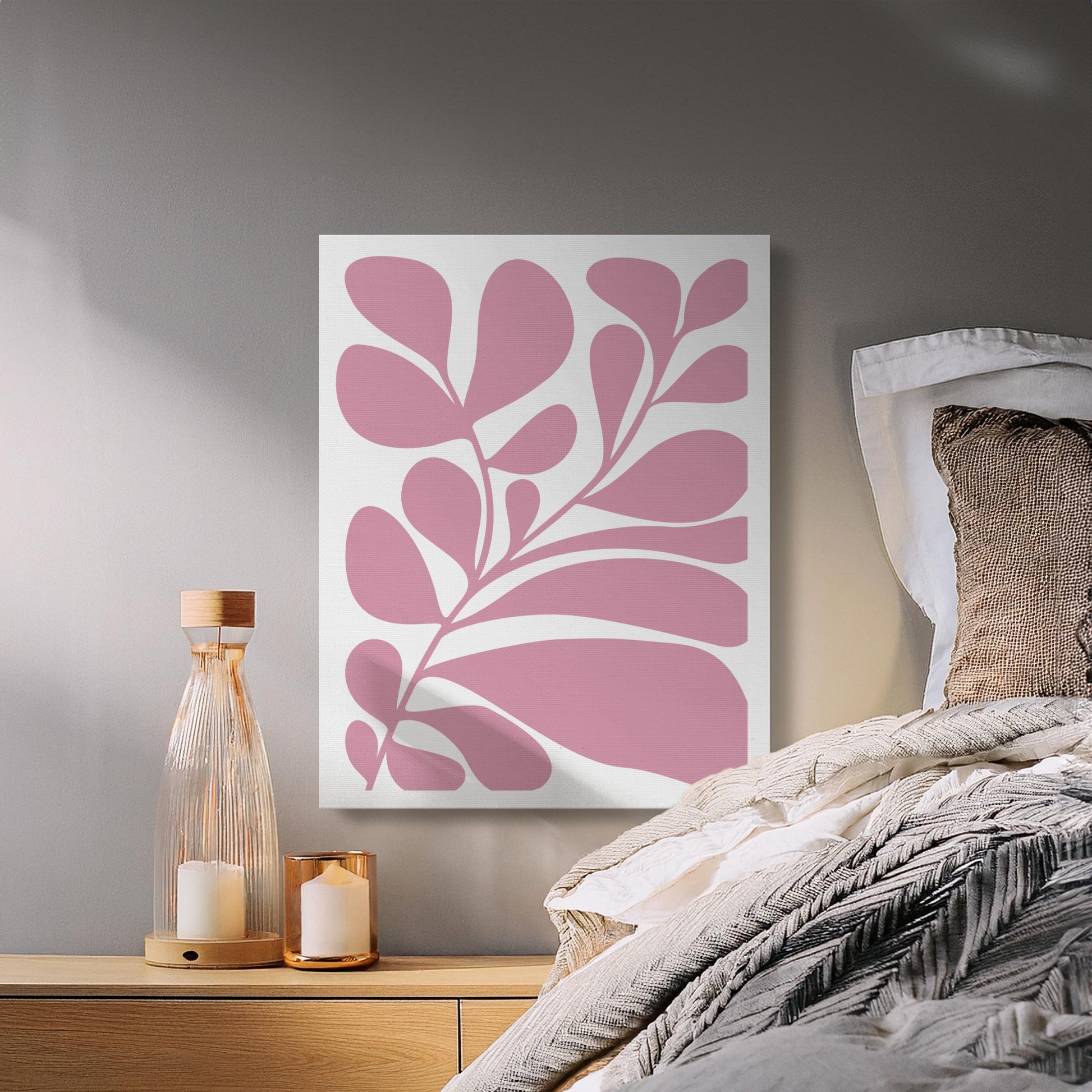Premium Poster of Botanical Art Pink Floral Design Canvas Wraps