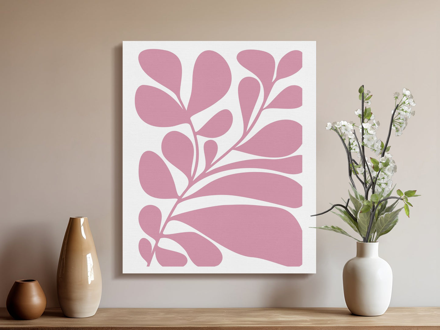 Premium Poster of Botanical Art Pink Floral Design Canvas Wraps