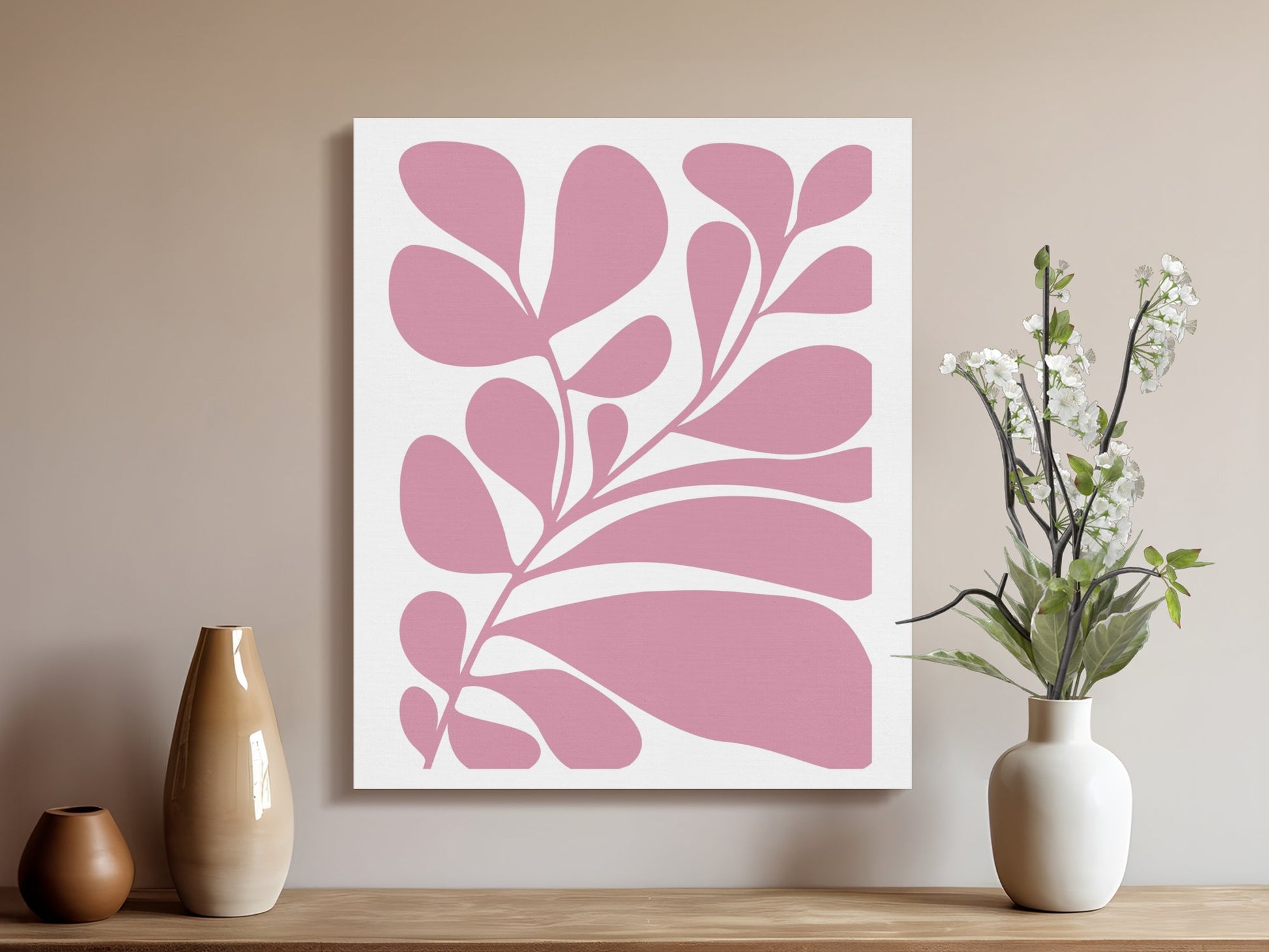 Premium Poster of Botanical Art Pink Floral Design Canvas Wraps