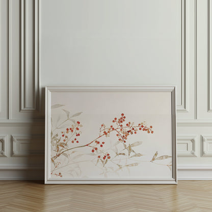 Premium Poster of Botanical Art Print with Red Berries on Branch Posters