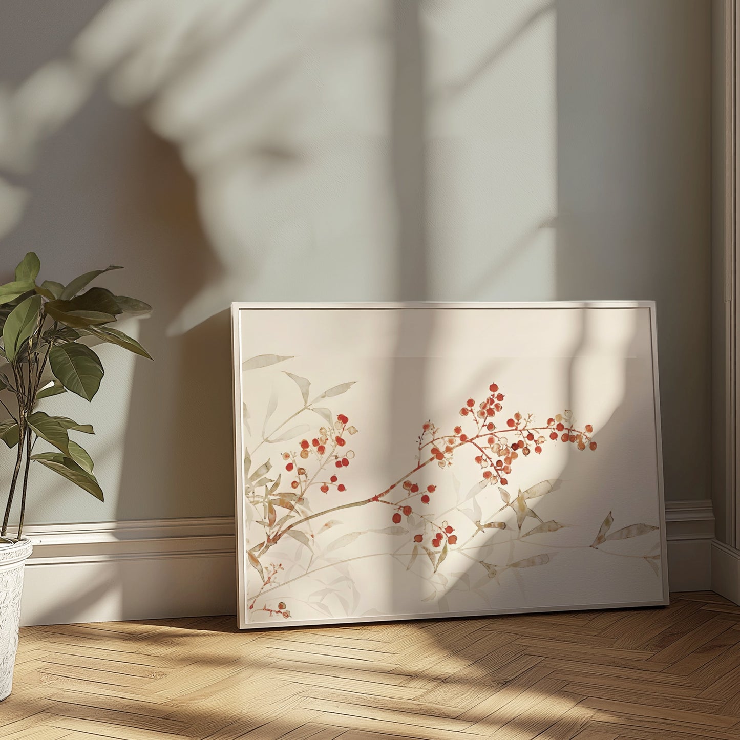 Premium Poster of Botanical Art Print with Red Berries on Branch Posters