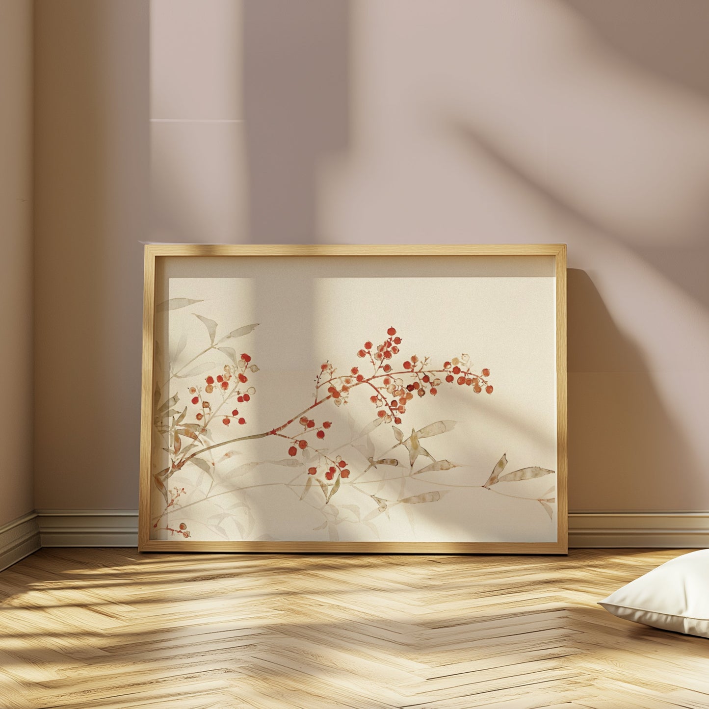 Premium Poster of Botanical Art Print with Red Berries on Branch Posters