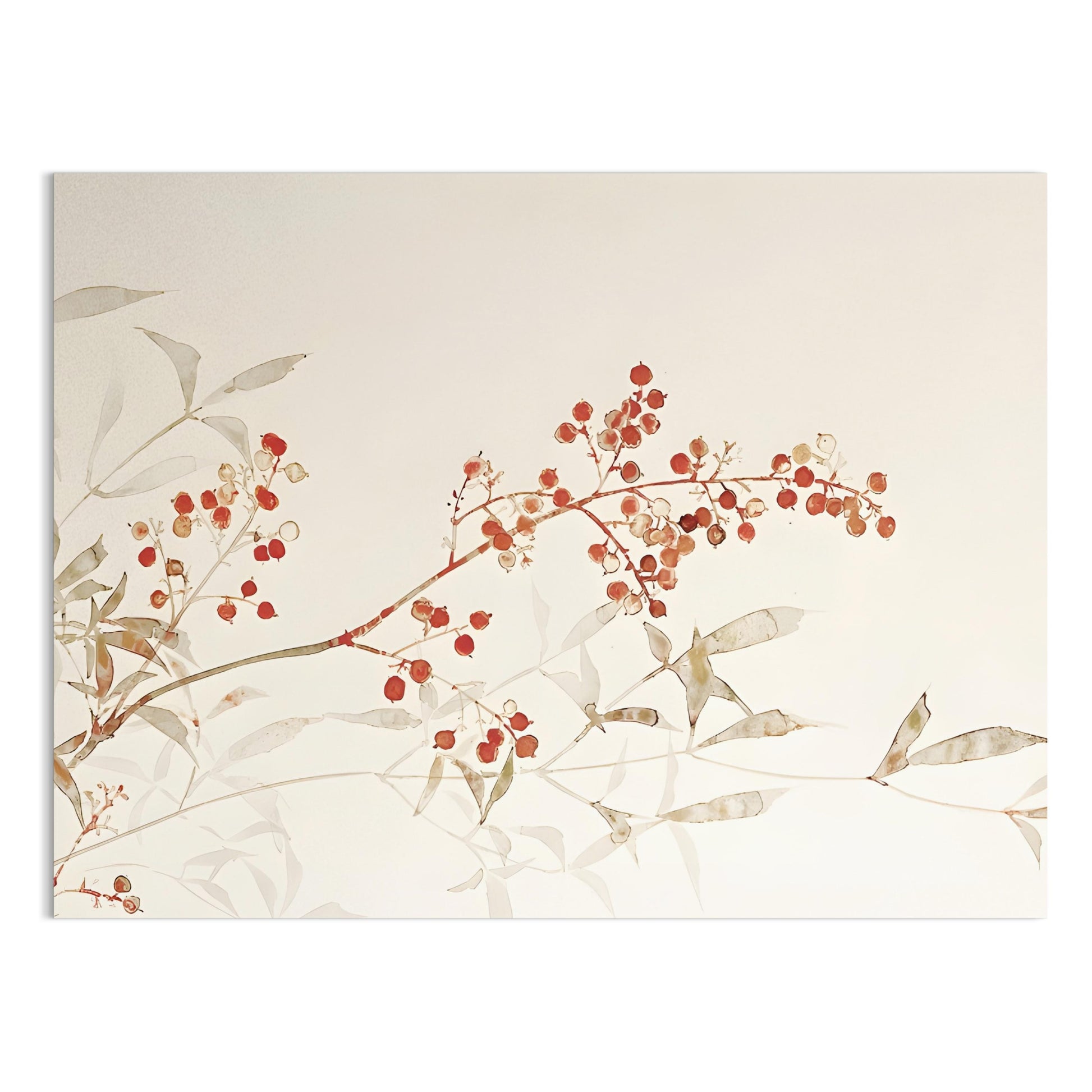 Premium Poster of Botanical Art Print with Red Berries on Branch Posters