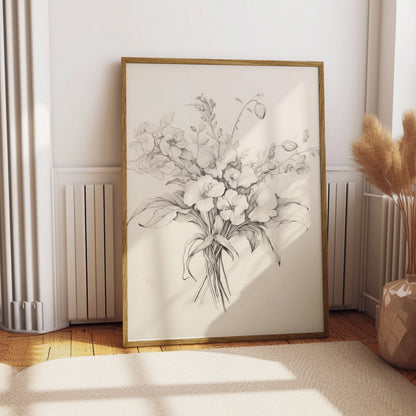 Premium Poster of Botanical Floral Sketch Art Beautiful Wall Posters