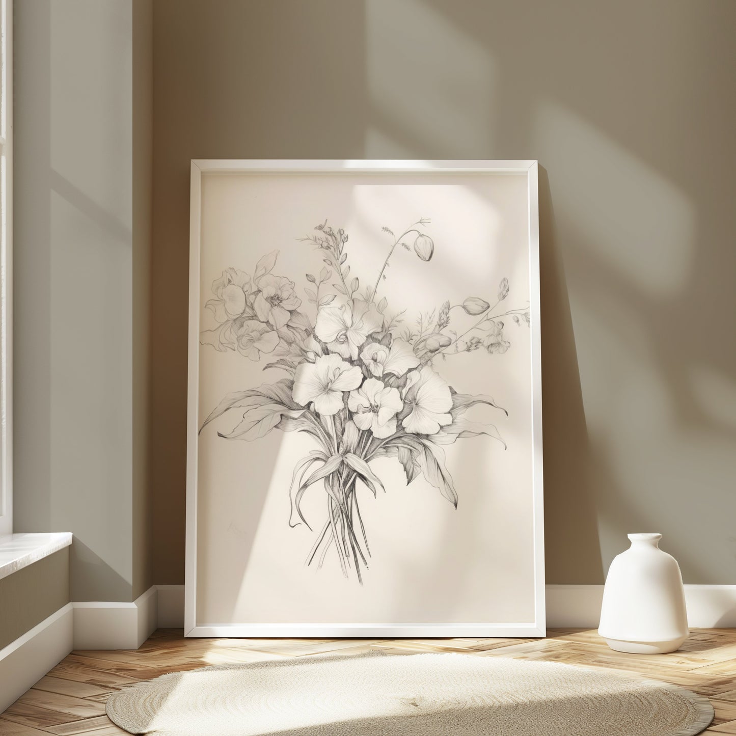 Premium Poster of Botanical Floral Sketch Art Beautiful Wall Posters