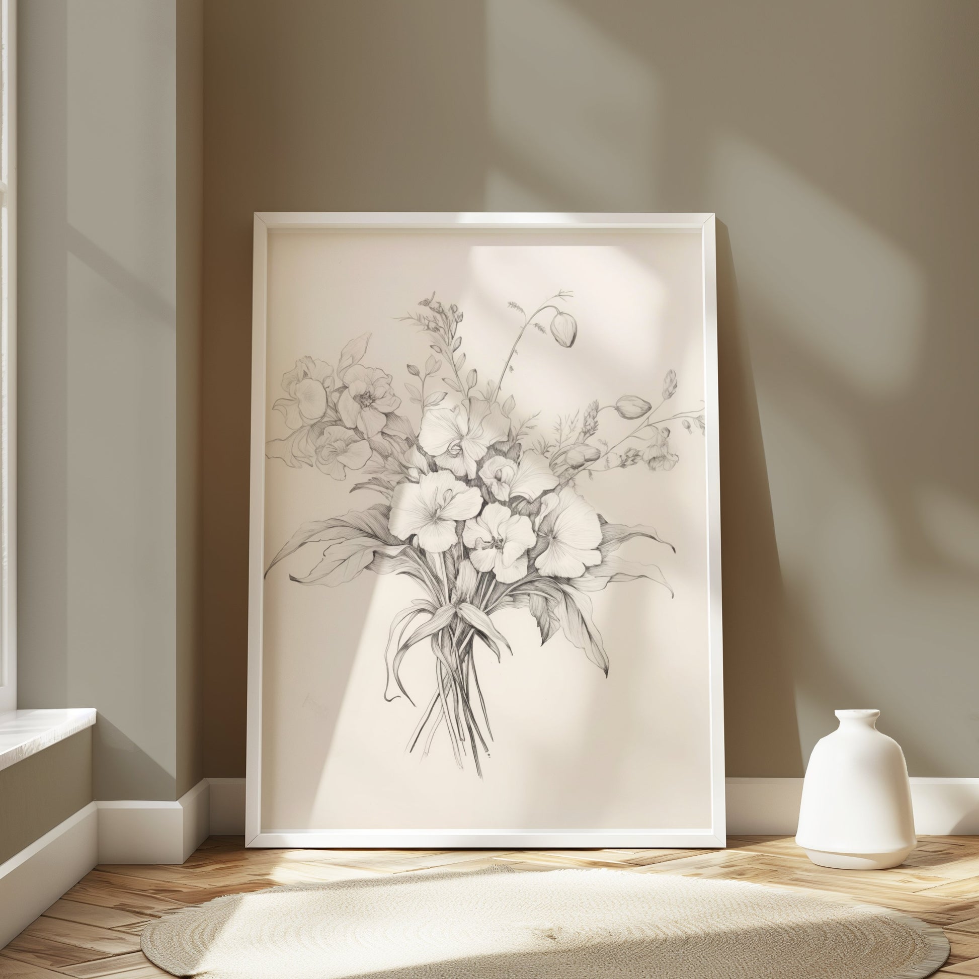 Premium Poster of Botanical Floral Sketch Art Beautiful Wall Posters