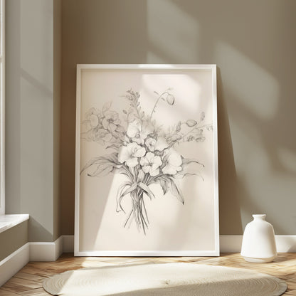 Premium Poster of Botanical Floral Sketch Art Beautiful Wall Posters